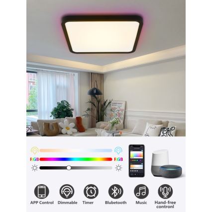 Immax NEO 07167-B40 - LED loftlampe dæmpbar RGB+CCT NEO LITE TUDO LED/50W/230V Wi-Fi Tuya sort + fjernbetjening