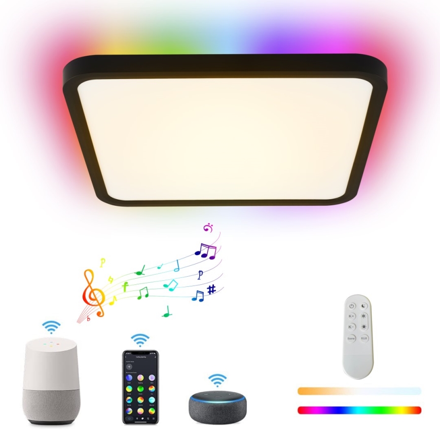 Immax NEO 07167-B40 - LED loftlampe dæmpbar RGB+CCT NEO LITE TUDO LED/50W/230V Wi-Fi Tuya sort + fjernbetjening