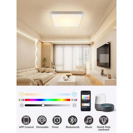 Immax NEO 07168-W40 - LED RGB+CCT Loftlampe dæmpbar NEO LITE TUDO LED/50W/230V Wi-Fi Tuya hvid + fjernbetjening