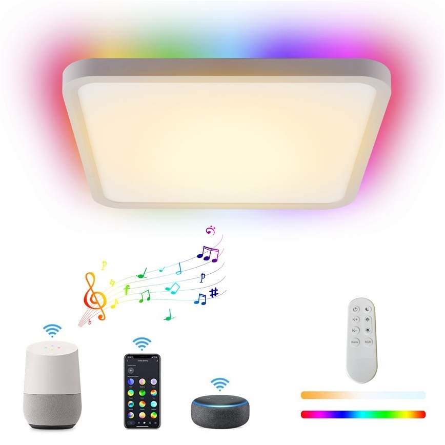 Immax NEO 07168-W40 - LED RGB+CCT Loftlampe dæmpbar NEO LITE TUDO LED/50W/230V Wi-Fi Tuya hvid + fjernbetjening