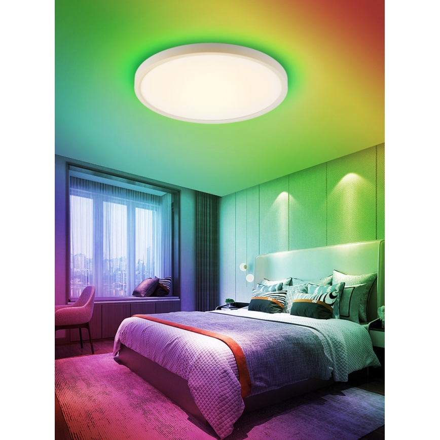 Immax NEO 07169-W60 - LED RGB+CCT Loftlampe dæmpbar NEO LITE TUDO 65W/230V 2700-6500K Wi-Fi Tuya + fjernbetjening hvid