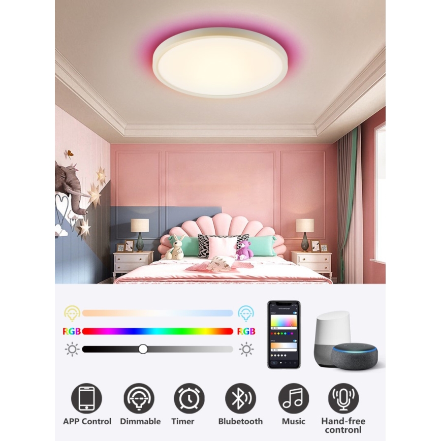 Immax NEO 07169-W60 - LED RGB+CCT Loftlampe dæmpbar NEO LITE TUDO 65W/230V 2700-6500K Wi-Fi Tuya + fjernbetjening hvid