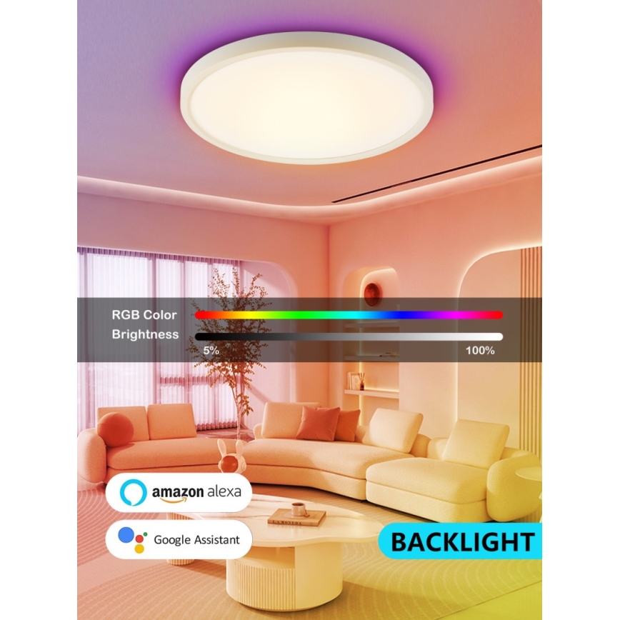 Immax NEO 07169-W60 - LED RGB+CCT Loftlampe dæmpbar NEO LITE TUDO 65W/230V 2700-6500K Wi-Fi Tuya + fjernbetjening hvid