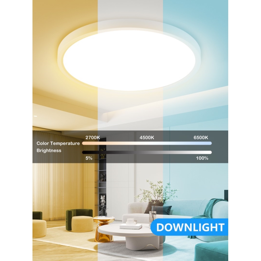 Immax NEO 07169-W60 - LED RGB+CCT Loftlampe dæmpbar NEO LITE TUDO 65W/230V 2700-6500K Wi-Fi Tuya + fjernbetjening hvid