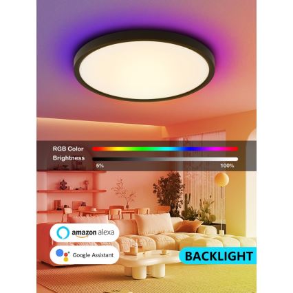 Immax NEO 07170-B60 - LED RGB+CCT Loftlampe dæmpbar NEO LITE TUDO LED/65W/230V 2700-6500K Wi-Fi Tuya sort + fjernbetjening