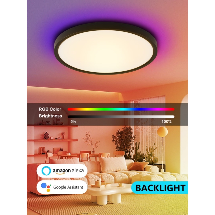 Immax NEO 07170-B60 - LED RGB+CCT Loftlampe dæmpbar NEO LITE TUDO LED/65W/230V 2700-6500K Wi-Fi Tuya sort + fjernbetjening