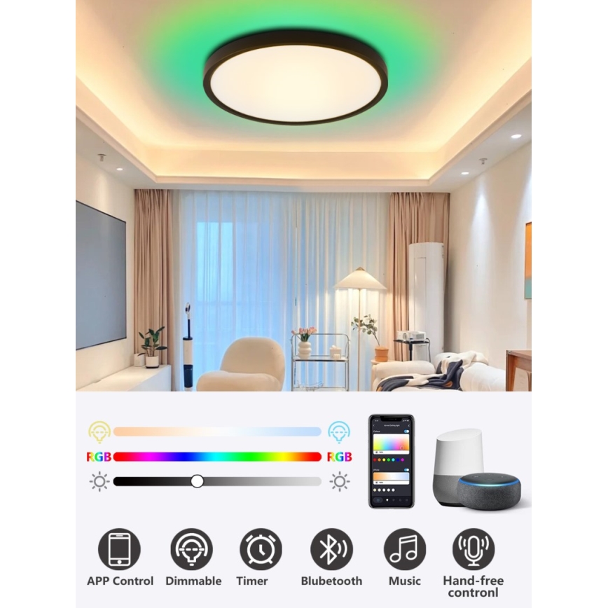 Immax NEO 07170-B60 - LED RGB+CCT Loftlampe dæmpbar NEO LITE TUDO LED/65W/230V 2700-6500K Wi-Fi Tuya sort + fjernbetjening