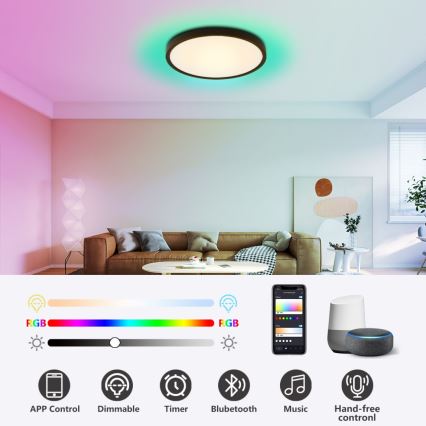 Immax NEO 07170-B60 - LED RGB+CCT Loftlampe dæmpbar NEO LITE TUDO LED/65W/230V 2700-6500K Wi-Fi Tuya sort + fjernbetjening