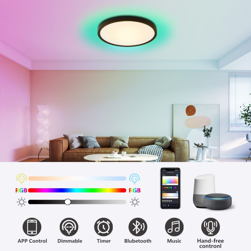 Immax NEO 07170-B60 - LED RGB+CCT Loftlampe dæmpbar NEO LITE TUDO LED/65W/230V 2700-6500K Wi-Fi Tuya sort + fjernbetjening