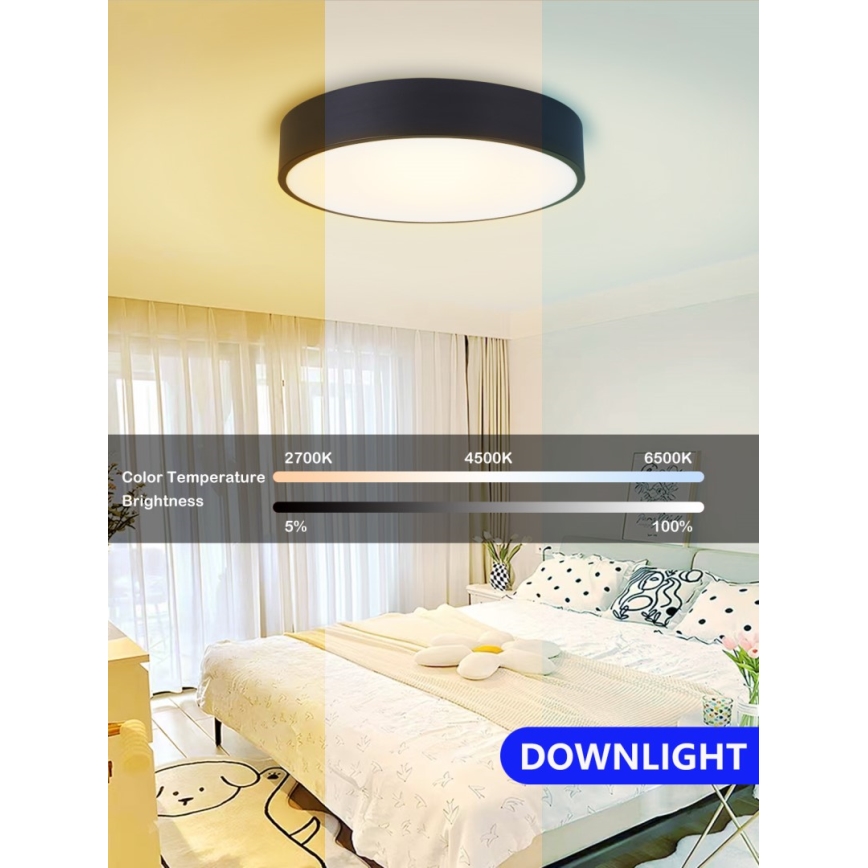 Immax NEO 07201L - LED loftlampe dæmpbar RONDATE LED/28W/230V sort Tuya + fjernbetjening