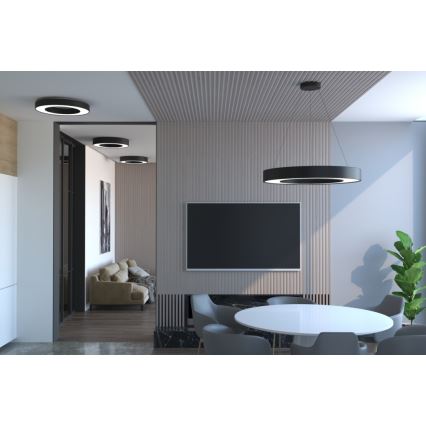 Immax NEO 07209L - LED loftlampe dæmpbar PASTEL LED/53W/230V 60 cm sort Tuya + fjernbetjening