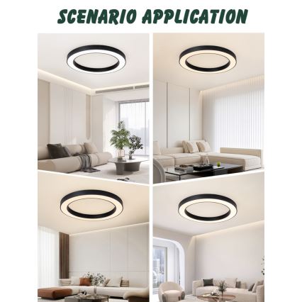 Immax NEO 07210L - LED loftlampe dæmpbar PASTEL LED/68W/230V 95 cm sort Tuya + fjernbetjening