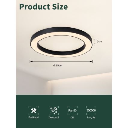 Immax NEO 07210L - LED loftlampe dæmpbar PASTEL LED/68W/230V 95 cm sort Tuya + fjernbetjening