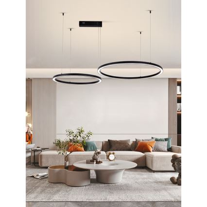 Immax NEO 07216L - LED pendel dæmpbar FINO LED/93W/230V 60/80cm sort Tuya + fjernbetjening