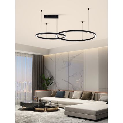 Immax NEO 07216L - LED pendel dæmpbar FINO LED/93W/230V 60/80cm sort Tuya + fjernbetjening