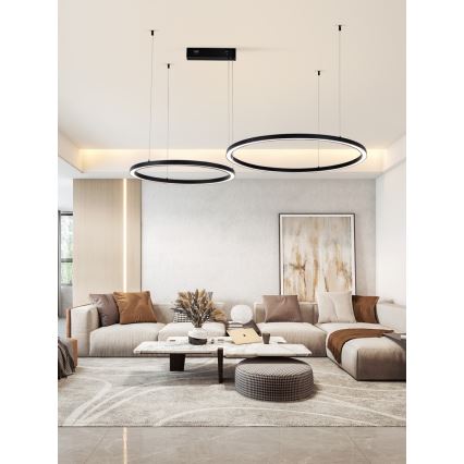 Immax NEO 07216L - LED pendel dæmpbar FINO LED/93W/230V 60/80cm sort Tuya + fjernbetjening