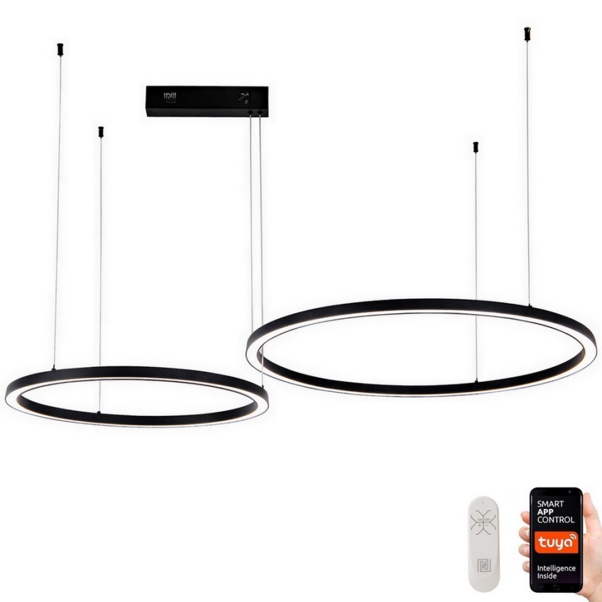 Immax NEO 07216L - LED pendel dæmpbar FINO LED/93W/230V 60/80cm sort Tuya + fjernbetjening