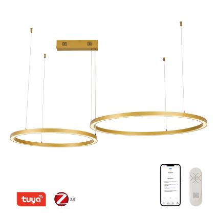 Immax NEO 07218L - LED pendel dæmpbar FINO LED/93W/230V 60/80 cm guldfarvet Tuya + fjernbetjening