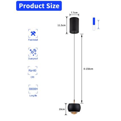 Immax NEO 07219L - LED pendel dæmpbar DORMINE LED/6W/230V mat sort Tuya + fjernbetjening