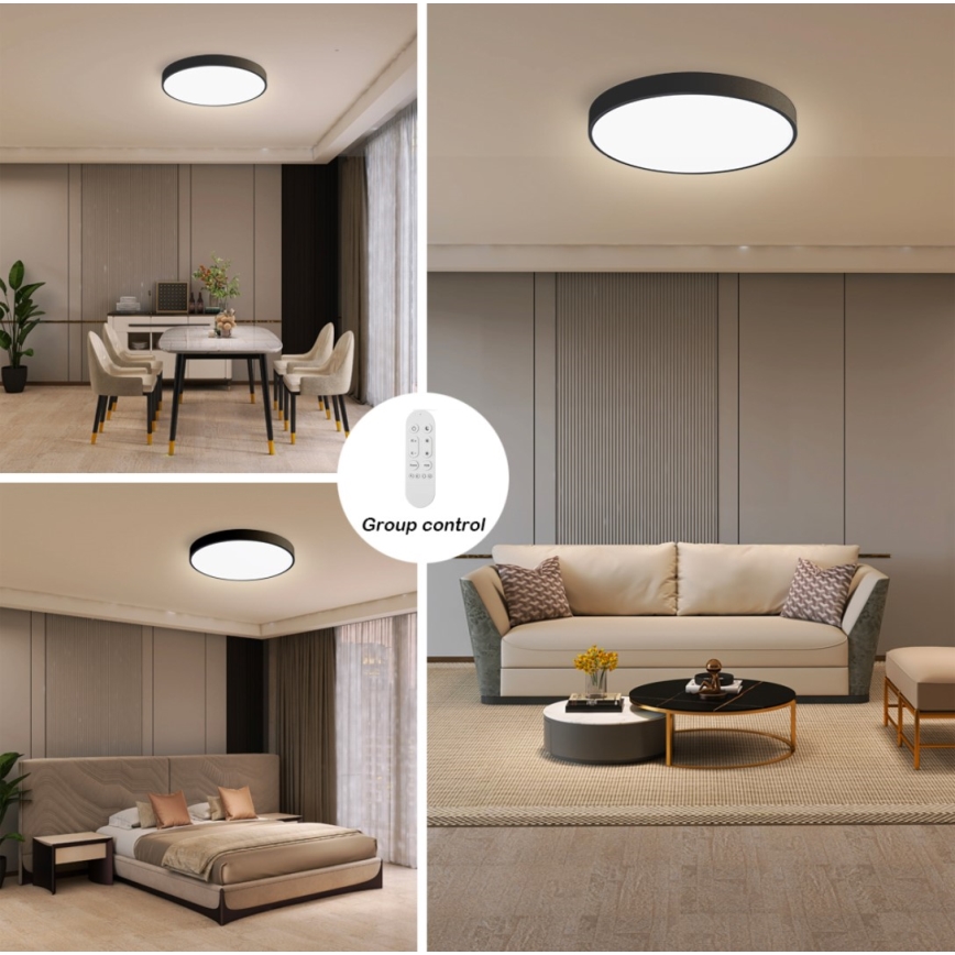 Immax NEO 07248L - LED loftlampe dæmpbar NEO LITE SEMPLICI LED/36W/230V 3000-6000K Wi-Fi Tuya sort + fjernbetjening