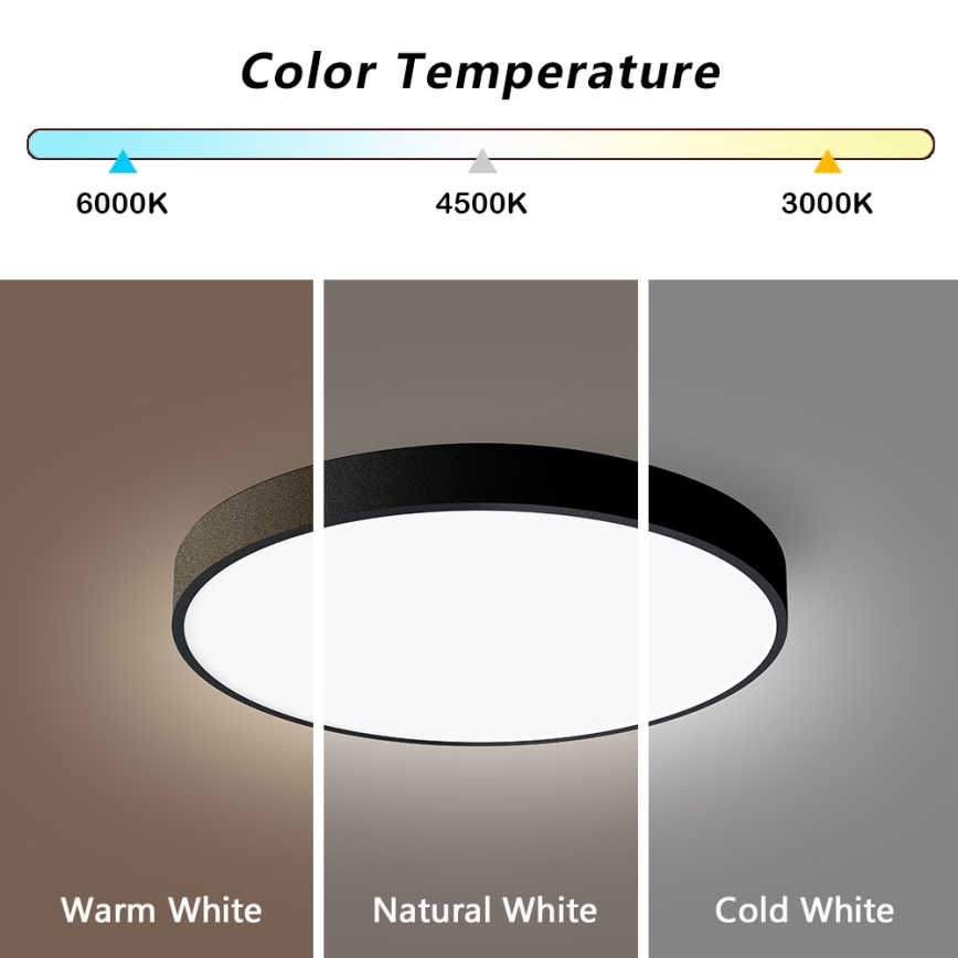 Immax NEO 07248L - LED loftlampe dæmpbar NEO LITE SEMPLICI LED/36W/230V 3000-6000K Wi-Fi Tuya sort + fjernbetjening