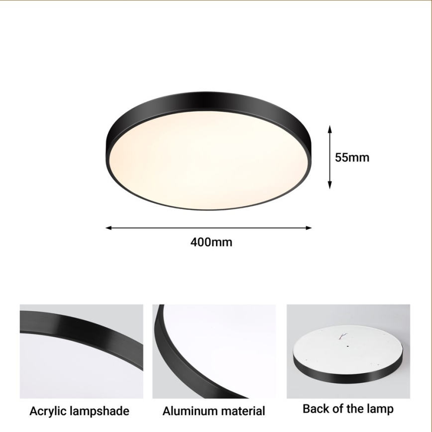 Immax NEO 07248L - LED loftlampe dæmpbar NEO LITE SEMPLICI LED/36W/230V 3000-6000K Wi-Fi Tuya sort + fjernbetjening