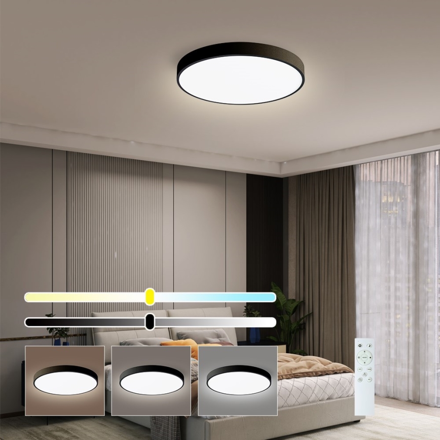 Immax NEO 07248L - LED loftlampe dæmpbar NEO LITE SEMPLICI LED/36W/230V 3000-6000K Wi-Fi Tuya sort + fjernbetjening