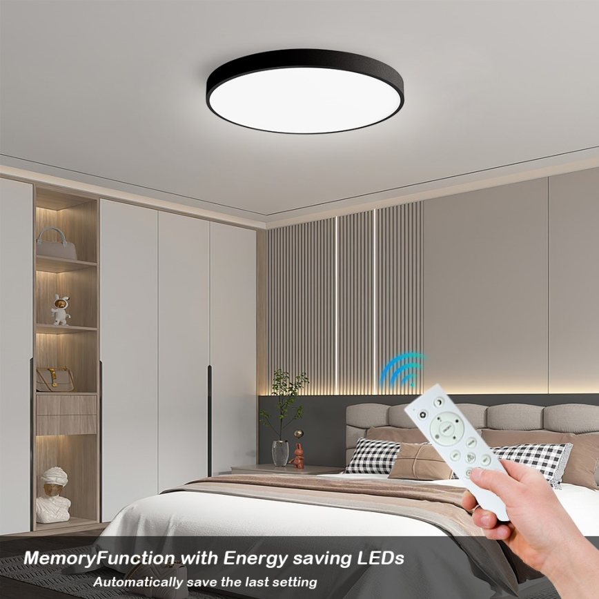 Immax NEO 07249L - LED loftlampe dæmpbar NEO LITE SEMPLICI LED/48W/230V 3000-6000K Wi-Fi Tuya sort + fjernbetjening