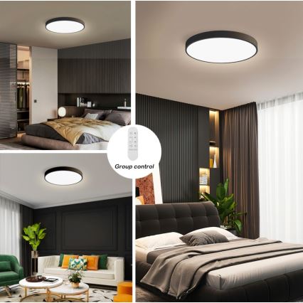 Immax NEO 07249L - LED loftlampe dæmpbar NEO LITE SEMPLICI LED/48W/230V 3000-6000K Wi-Fi Tuya sort + fjernbetjening