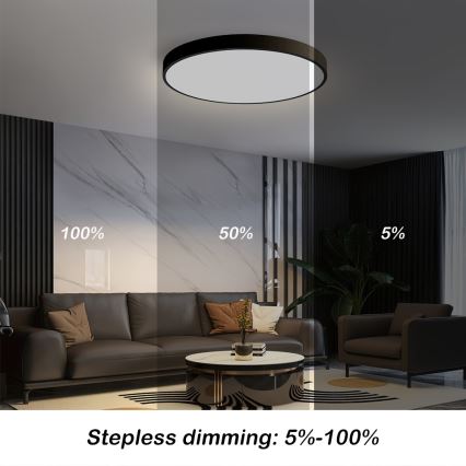 Immax NEO 07249L - LED loftlampe dæmpbar NEO LITE SEMPLICI LED/48W/230V 3000-6000K Wi-Fi Tuya sort + fjernbetjening