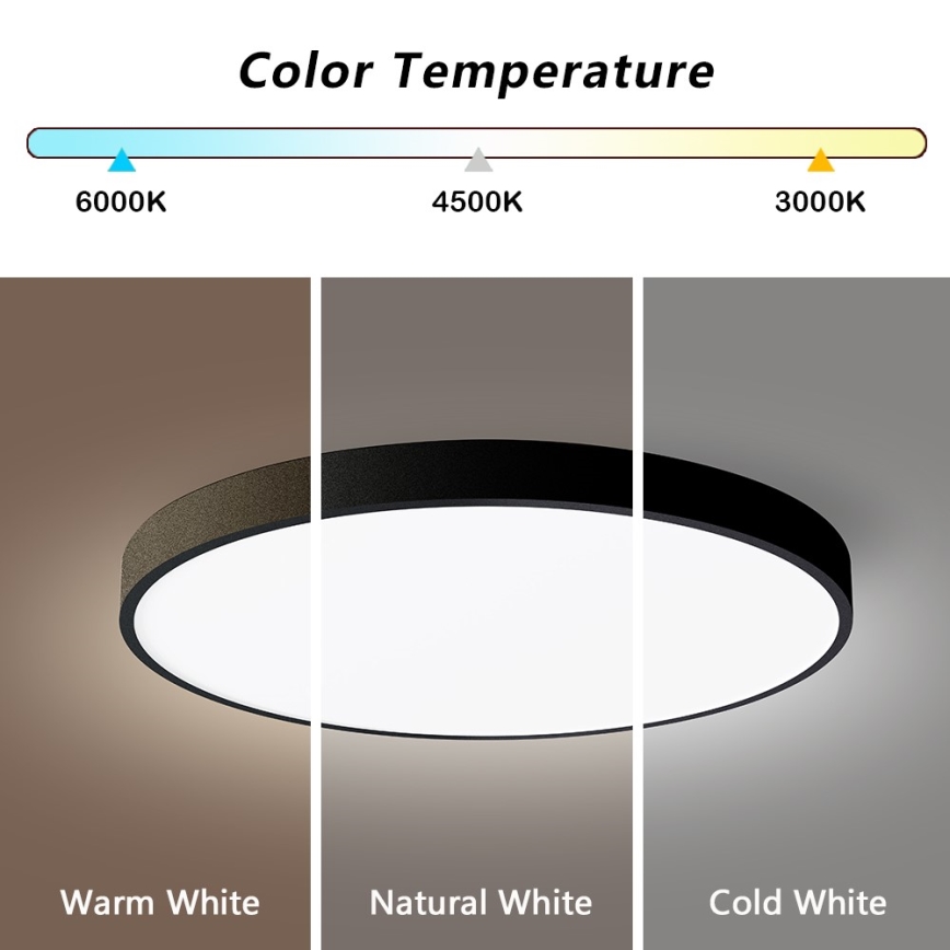 Immax NEO 07249L - LED loftlampe dæmpbar NEO LITE SEMPLICI LED/48W/230V 3000-6000K Wi-Fi Tuya sort + fjernbetjening