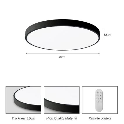 Immax NEO 07249L - LED loftlampe dæmpbar NEO LITE SEMPLICI LED/48W/230V 3000-6000K Wi-Fi Tuya sort + fjernbetjening