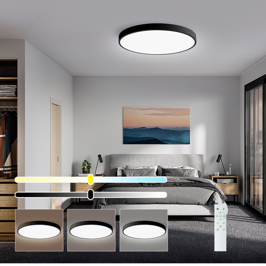 Immax NEO 07249L - LED loftlampe dæmpbar NEO LITE SEMPLICI LED/48W/230V 3000-6000K Wi-Fi Tuya sort + fjernbetjening