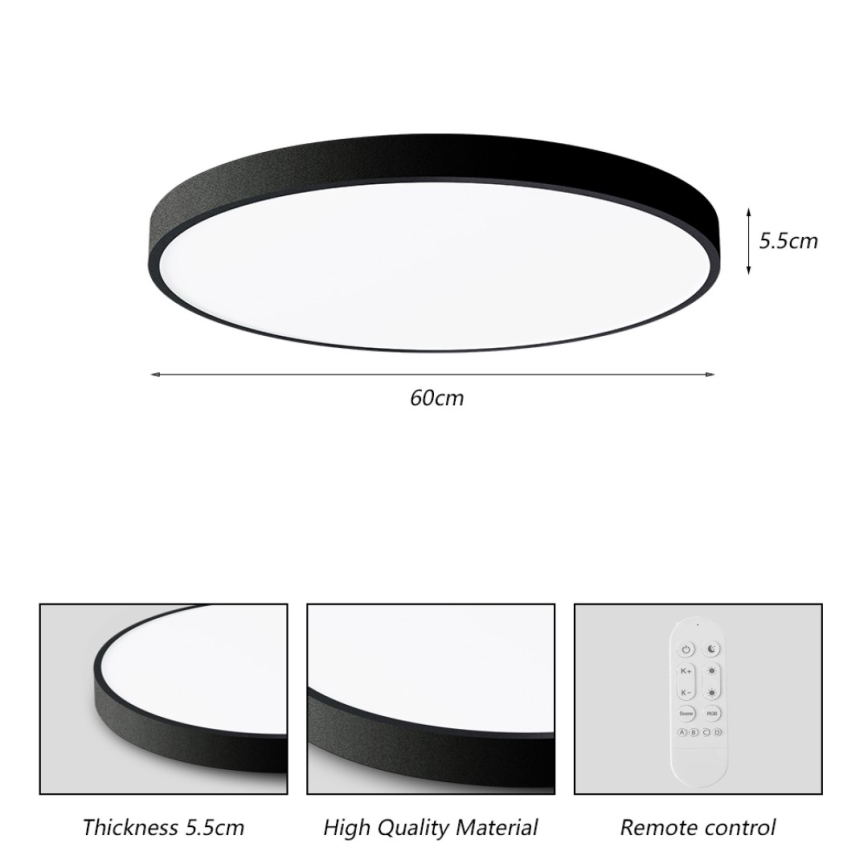 Immax NEO 07250L - LED loftlampe dæmpbar NEO LITE SEMPLICI LED/60W/230V 3000-6000K Wi-Fi Tuya sort + fjernbetjening