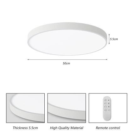 Immax NEO 07252L - LED loftlampe dæmpbar NEO LITE SEMPLICI LED/48W/230V 3000-6000K Wi-Fi Tuya hvid + fjernbetjening