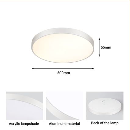 Immax NEO 07252L - LED loftlampe dæmpbar NEO LITE SEMPLICI LED/48W/230V 3000-6000K Wi-Fi Tuya hvid + fjernbetjening