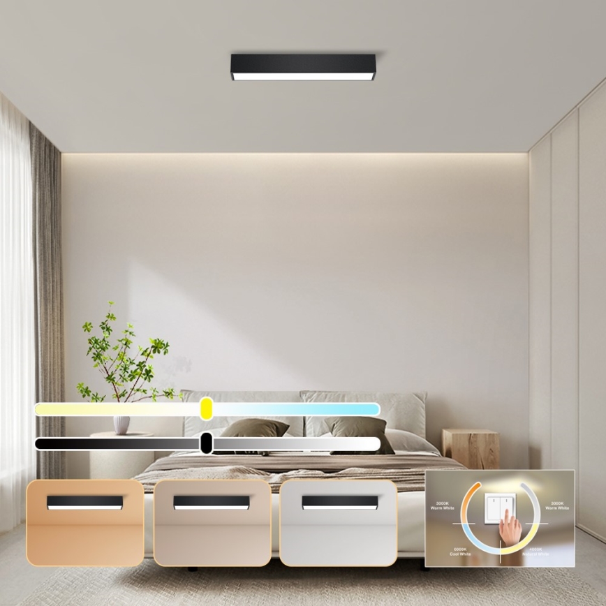 Immax NEO 07254L - LED loftlampe dæmpbar NEO LITE LUNGO LED/20W/230V 3000-6000K Wi-Fi Tuya sort + fjernbetjening