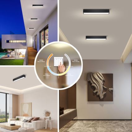 Immax NEO 07254L - LED loftlampe dæmpbar NEO LITE LUNGO LED/20W/230V 3000-6000K Wi-Fi Tuya sort + fjernbetjening