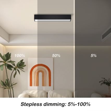 Immax NEO 07254L - LED loftlampe dæmpbar NEO LITE LUNGO LED/20W/230V 3000-6000K Wi-Fi Tuya sort + fjernbetjening