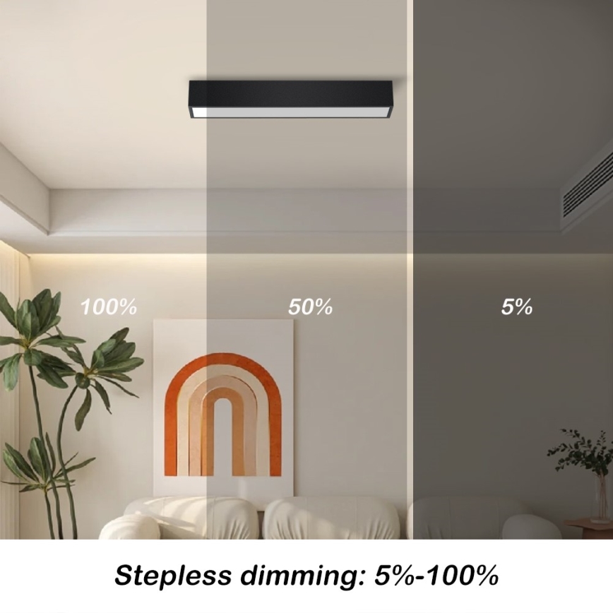 Immax NEO 07254L - LED loftlampe dæmpbar NEO LITE LUNGO LED/20W/230V 3000-6000K Wi-Fi Tuya sort + fjernbetjening
