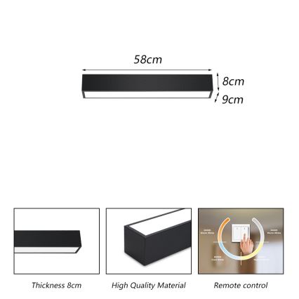 Immax NEO 07254L - LED loftlampe dæmpbar NEO LITE LUNGO LED/20W/230V 3000-6000K Wi-Fi Tuya sort + fjernbetjening