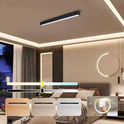Immax NEO 07255L - LED loftlampe dæmpbar NEO LITE LUNGO LED/20W/230V 3000-6000K Wi-Fi Tuya sort + fjernbetjening