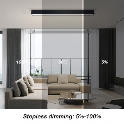 Immax NEO 07255L - LED loftlampe dæmpbar NEO LITE LUNGO LED/20W/230V 3000-6000K Wi-Fi Tuya sort + fjernbetjening