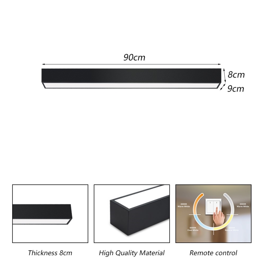 Immax NEO 07255L - LED loftlampe dæmpbar NEO LITE LUNGO LED/20W/230V 3000-6000K Wi-Fi Tuya sort + fjernbetjening