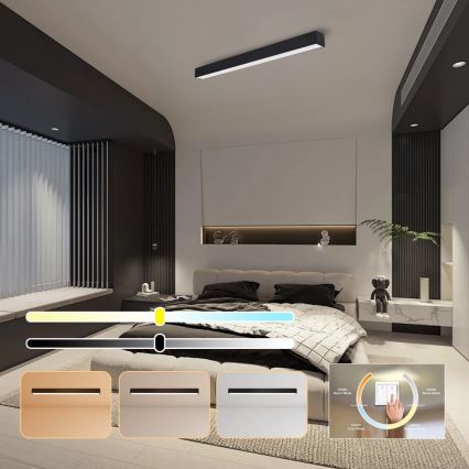 Immax NEO 07256L - LED loftlampe dæmpbar NEO LITE LUNGO LED/38W/230V 3000-6000K Wi-Fi Tuya sort + fjernbetjening