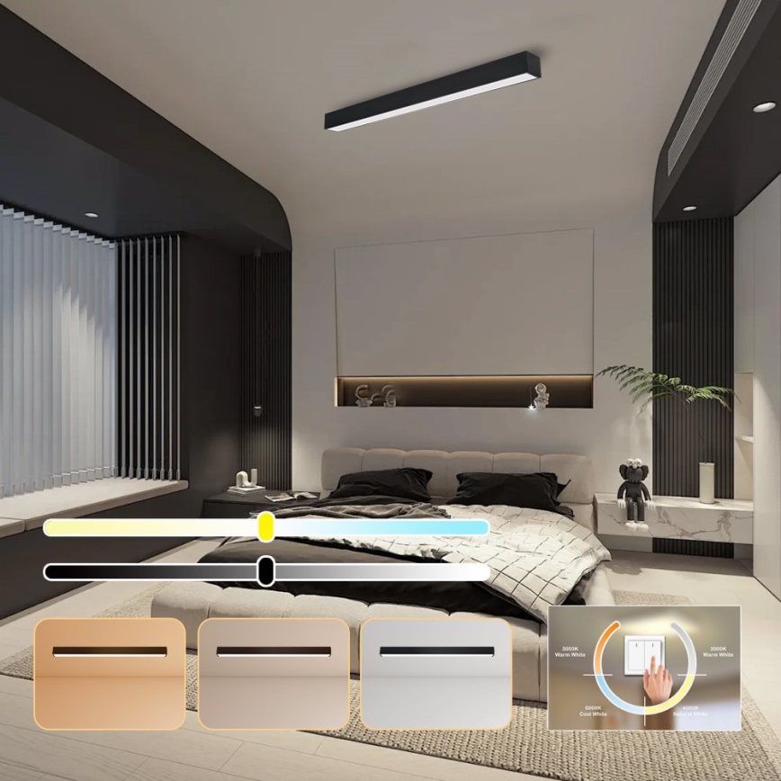 Immax NEO 07256L - LED loftlampe dæmpbar NEO LITE LUNGO LED/38W/230V 3000-6000K Wi-Fi Tuya sort + fjernbetjening