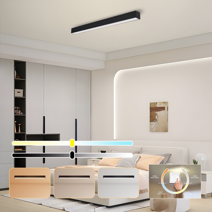 Immax NEO 07256L - LED loftlampe dæmpbar NEO LITE LUNGO LED/38W/230V 3000-6000K Wi-Fi Tuya sort + fjernbetjening