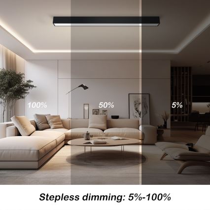 Immax NEO 07256L - LED loftlampe dæmpbar NEO LITE LUNGO LED/38W/230V 3000-6000K Wi-Fi Tuya sort + fjernbetjening