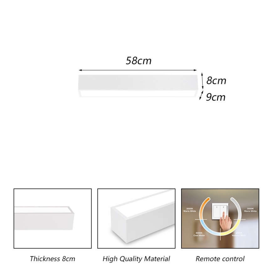 Immax NEO 07257L - LED loftlampe dæmpbar NEO LITE LUNGO LED/20W/230V 3000-6000K Wi-Fi Tuya hvid + fjernbetjening
