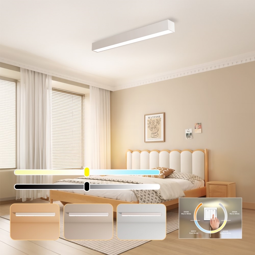 Immax NEO 07258L - LED loftlampe dæmpbar NEO LITE LUNGO LED/29W/230V 3000-6000K Wi-Fi Tuya hvid + fjernbetjening